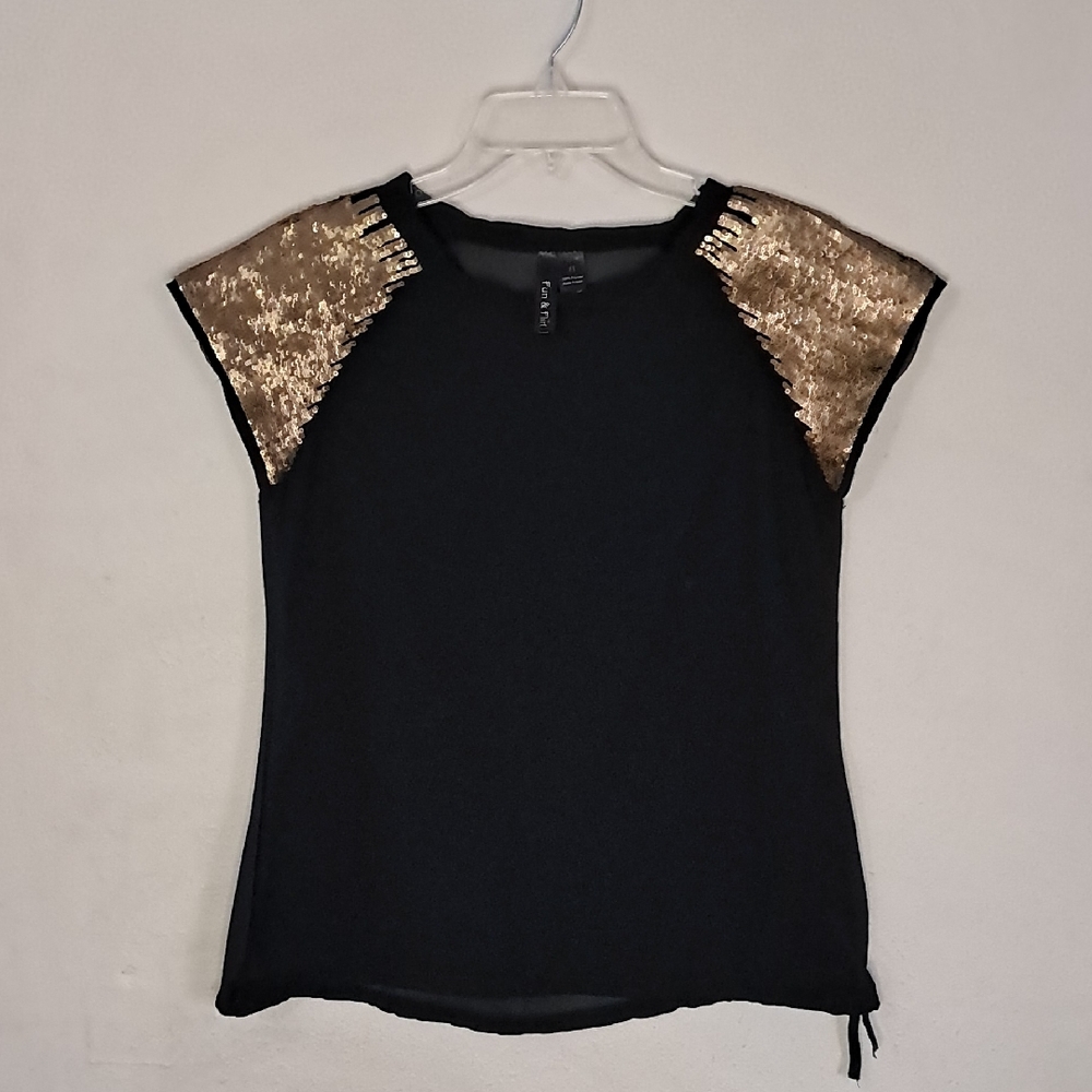 Fun and Flirt Women's Size Medium Sheer Drawstring Waist Top